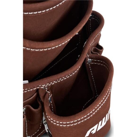 10-Pocket Suede Tool Pouch | Durable Construction Leather Tool Pouch | Brown - Picture 5 of 7